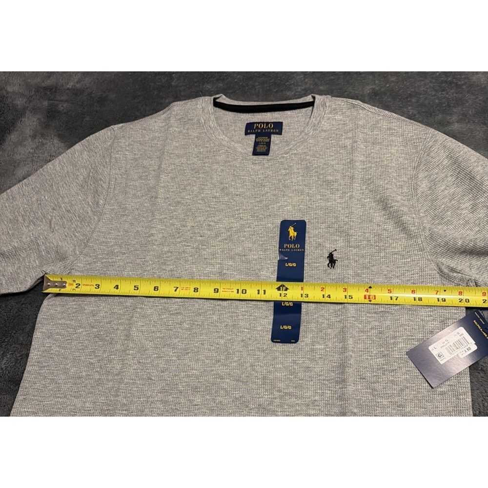 LARGE Mens Polo Ralph Lauren Thermal Waffle Knit Long Sleeve Gray - Picture 6 of 9